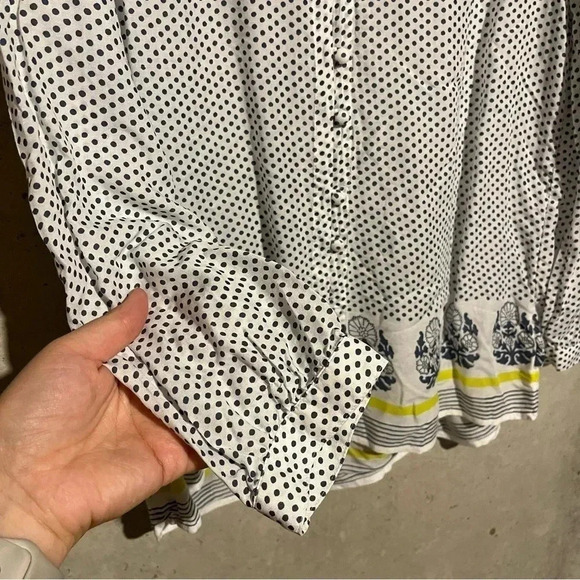 Lucky Brand Women’s Top Size Medium Lightweight Boho Button Front Polka Dot - Picture 4 of 9